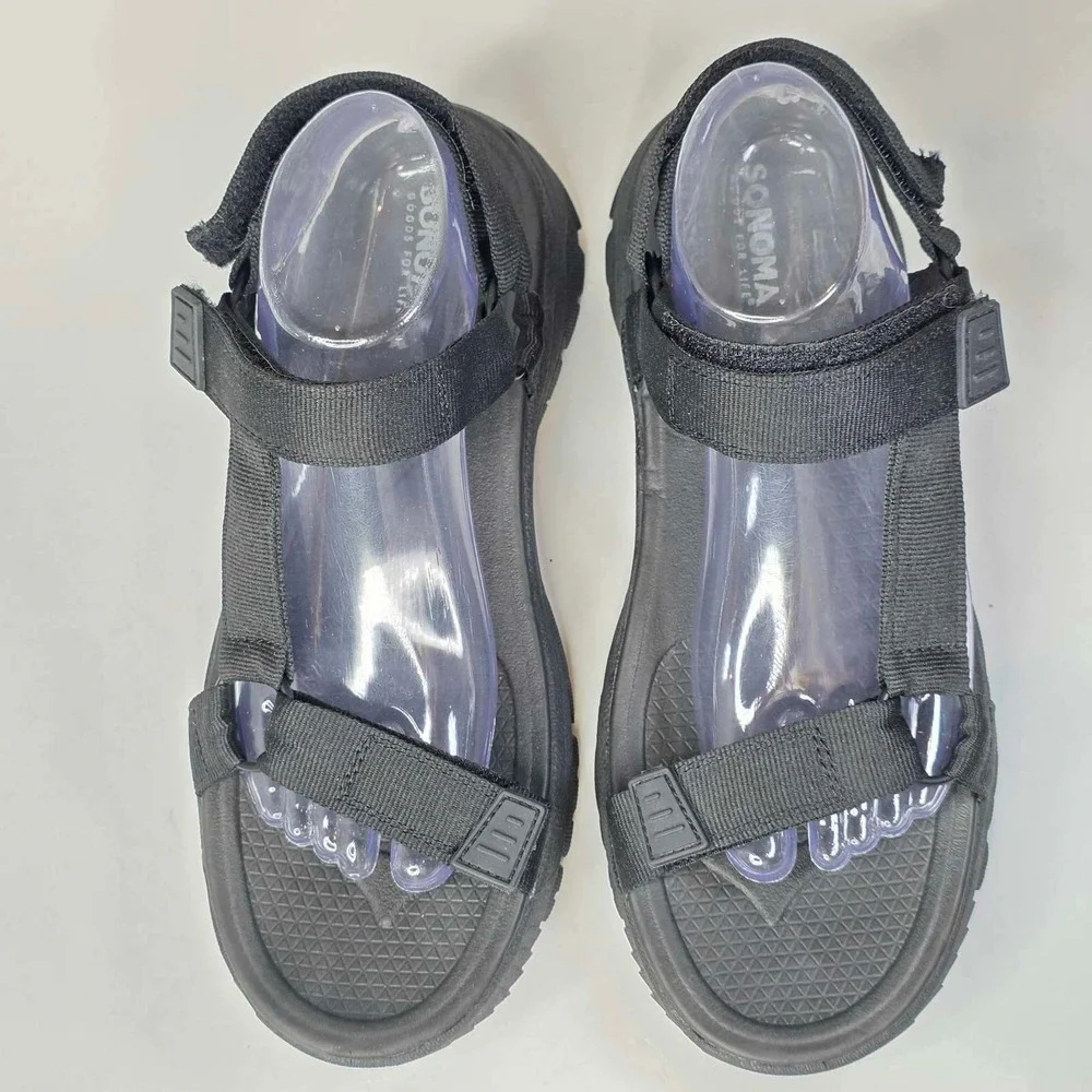 Sonoma Goods For Life Men's Black Sport Sandals Adjustable Straps Size 9 Shoes